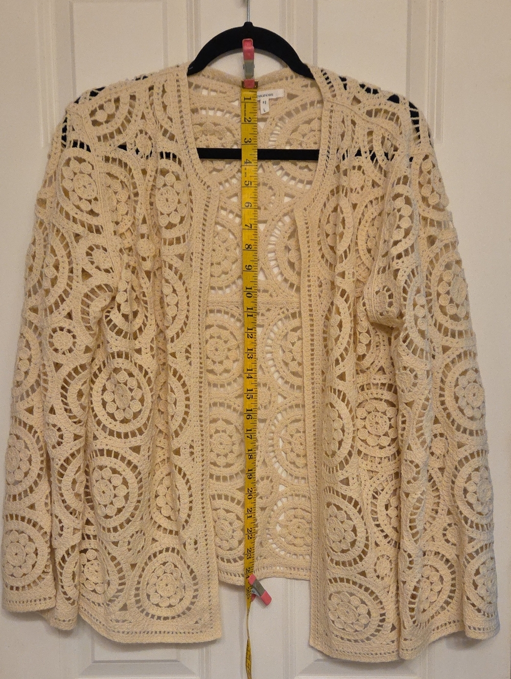 Maurices Cream Crochet Openwork Cardigan